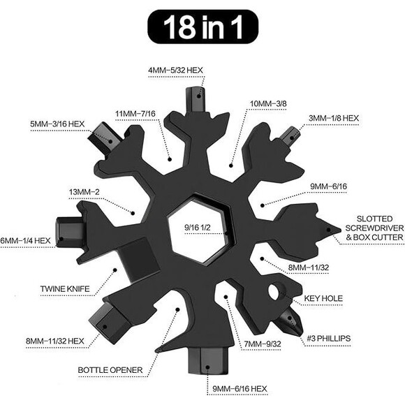 Dad Gifts for Men Adults Gifts for Men 18 in 1 Snowflake Multitool and Card Tool - Picture 3 of 11